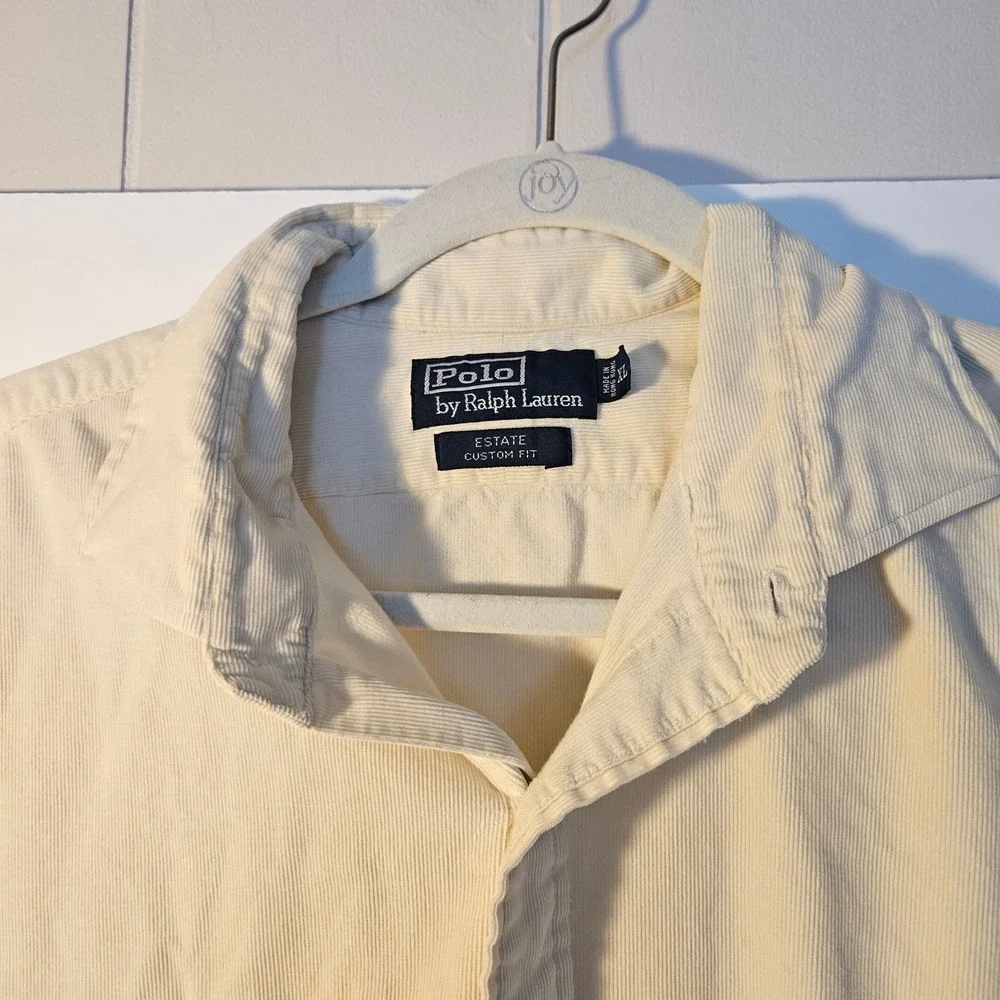 Polo Ralph Lauren Estate Custom Fit Cream Corduroy Button Down Shirt Mens XL
